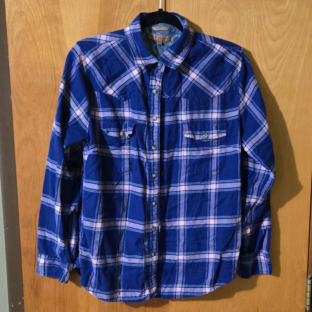 JACHS Girlfriend Flannel Pearl Snap Shirt